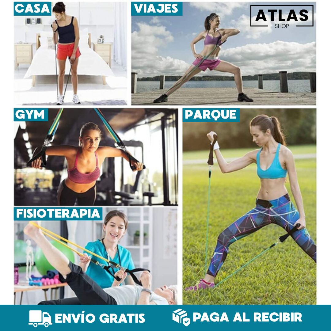 DominaFit® Kit de Bandas Elasticas Tubulares