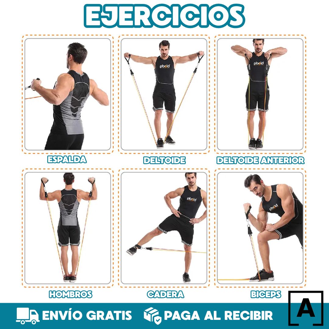 DominaFit® Kit de Bandas Elasticas Tubulares